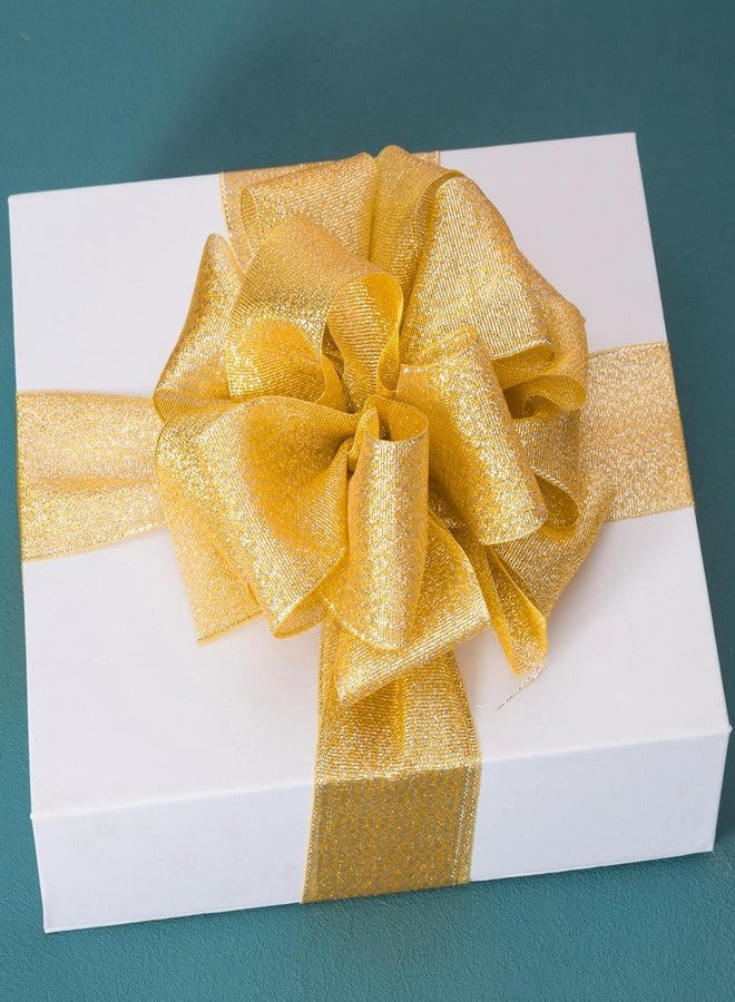 IMPRINT 1.5 Inch Gold Sparkly Metallic Fabric Ribbon, 25 Metres - Image 3